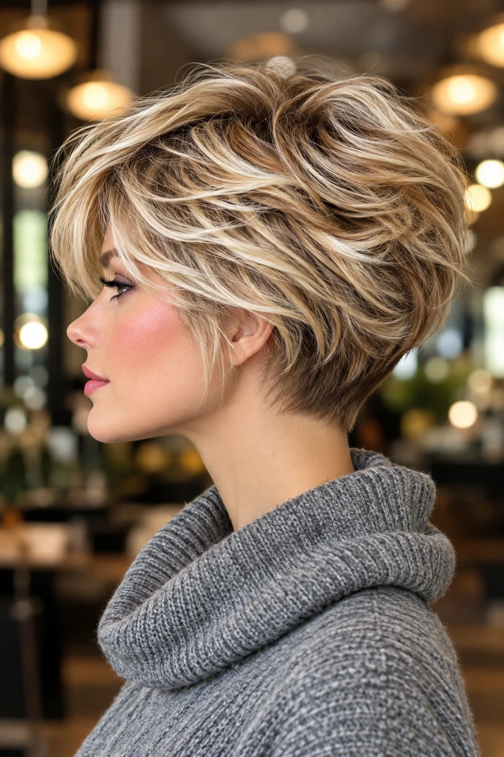 Golden Blonde Bixie with Voluminous Layers