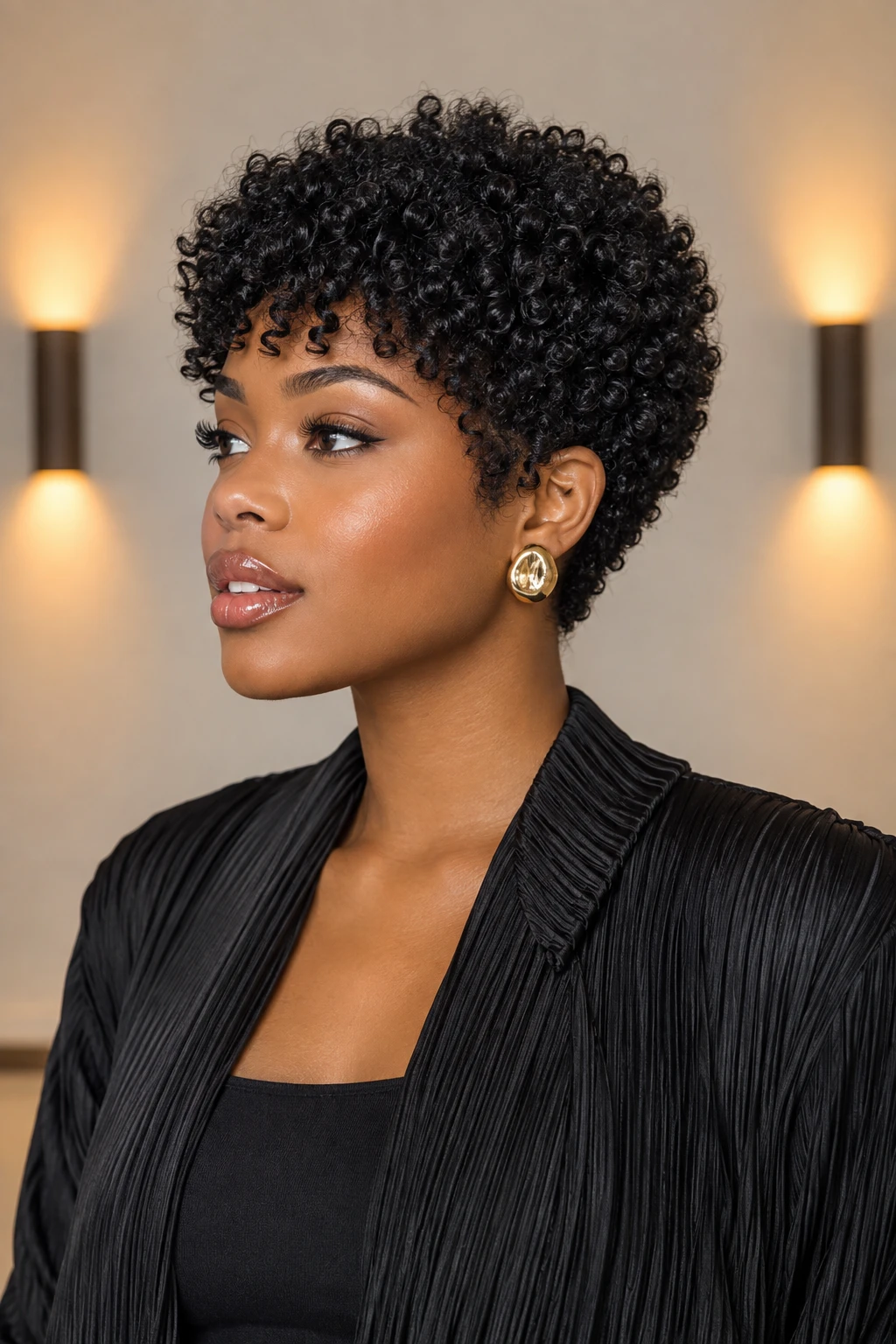 Natural Coily Bixie with Cropped Curls