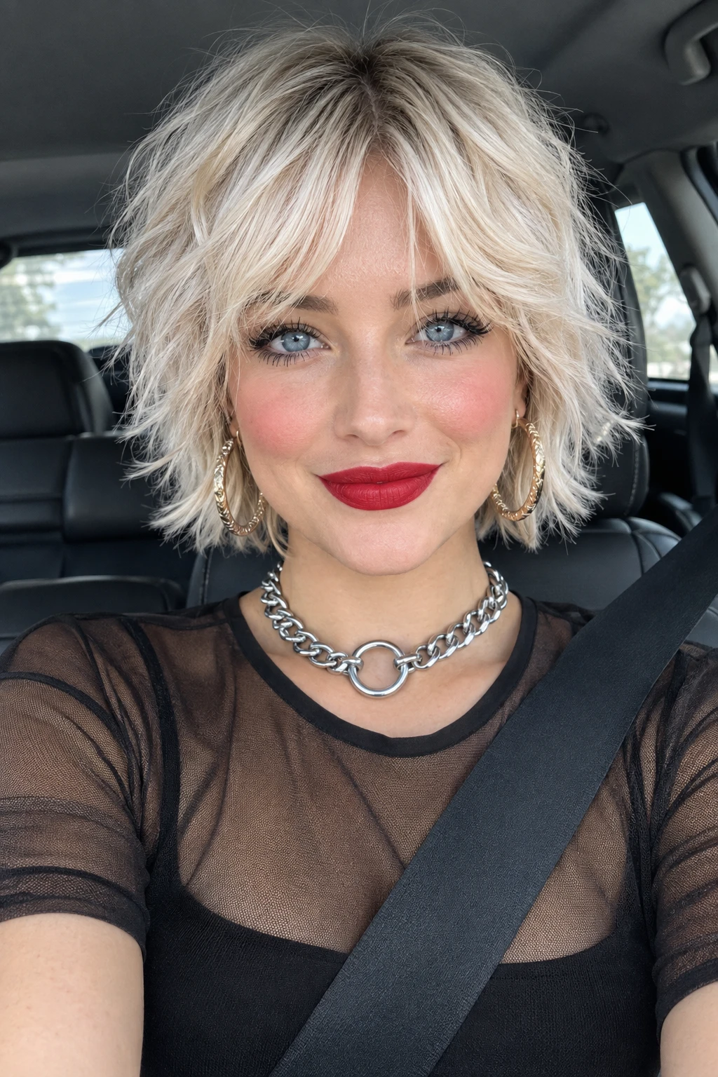 Icy Platinum Bixie with Choppy Fringe