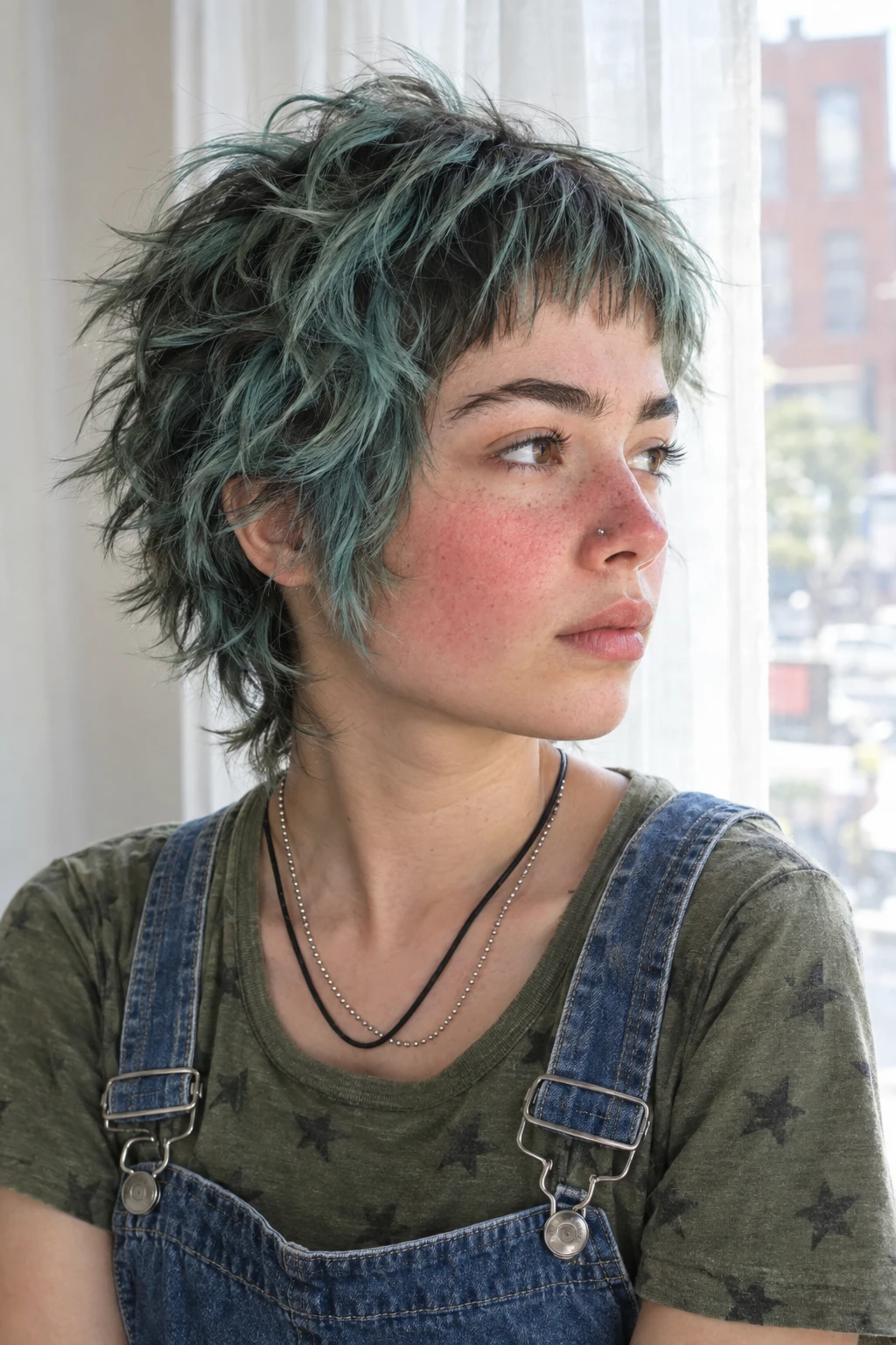 Sage Green Tinted Bixie with Choppy Texture