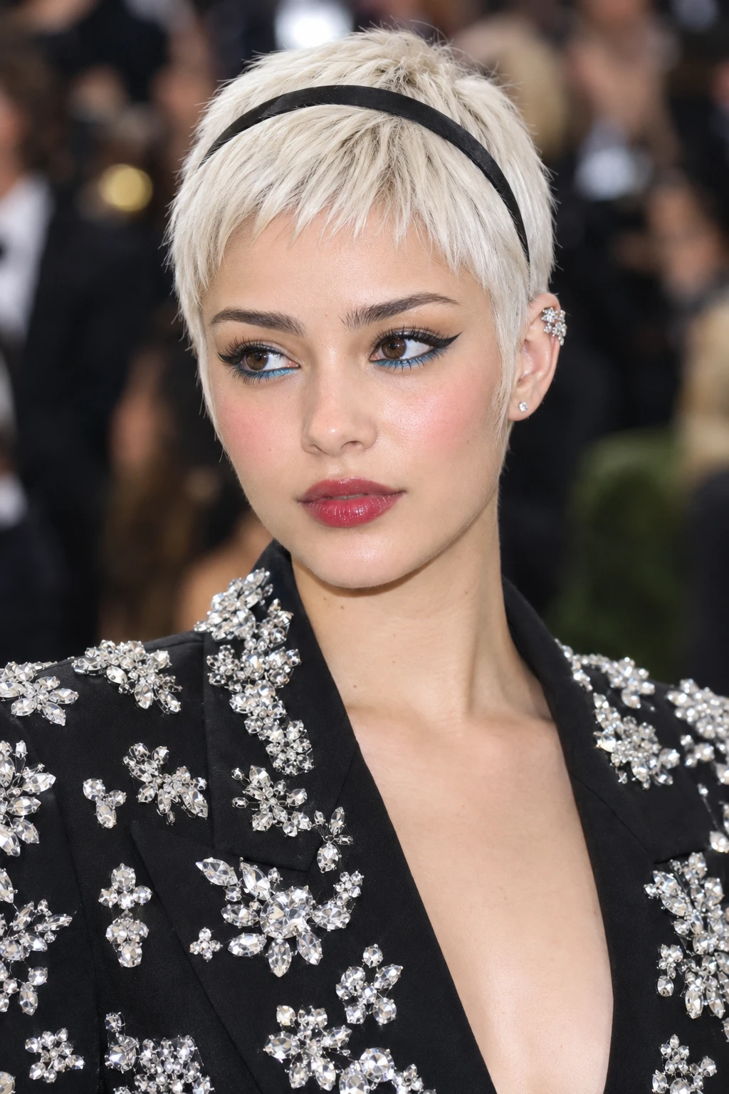 Platinum Pixie with Black Headband Accent