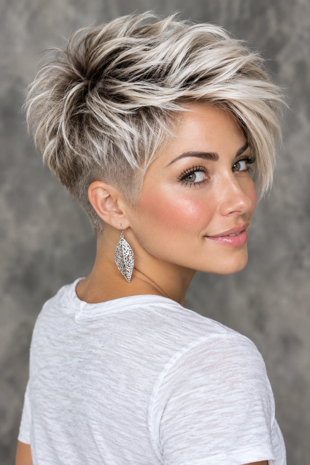  Platinum Spiked Pixie with Undercut Fade