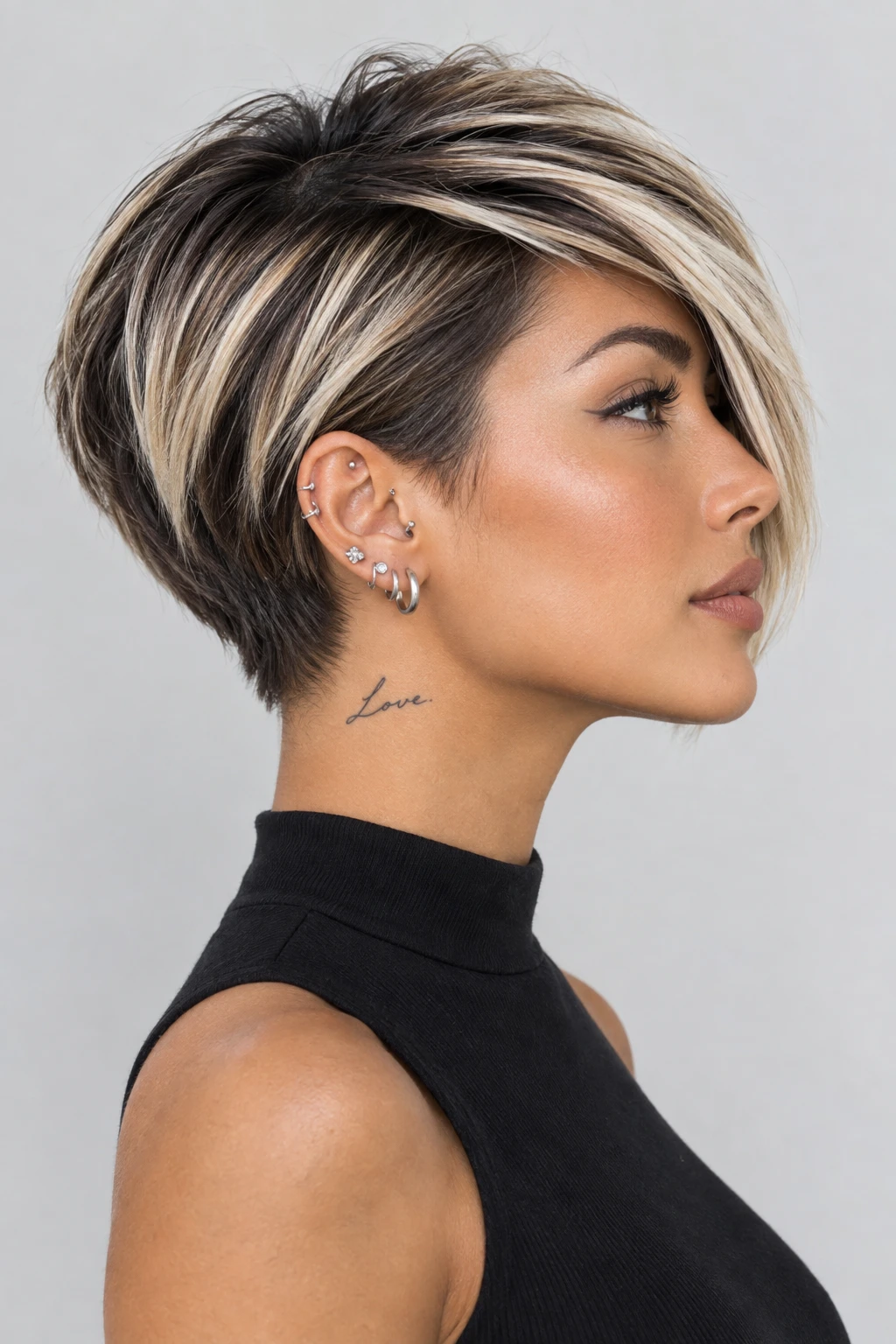 Stacked Blonde Money Piece Pixie Bob