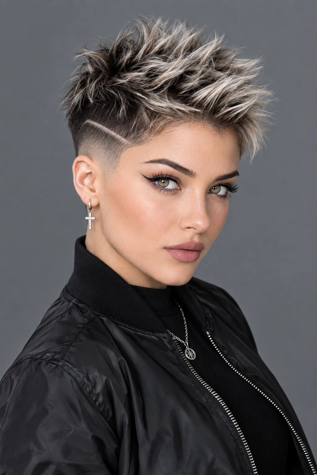 Spiky Textured Pixie with Razored Side Part