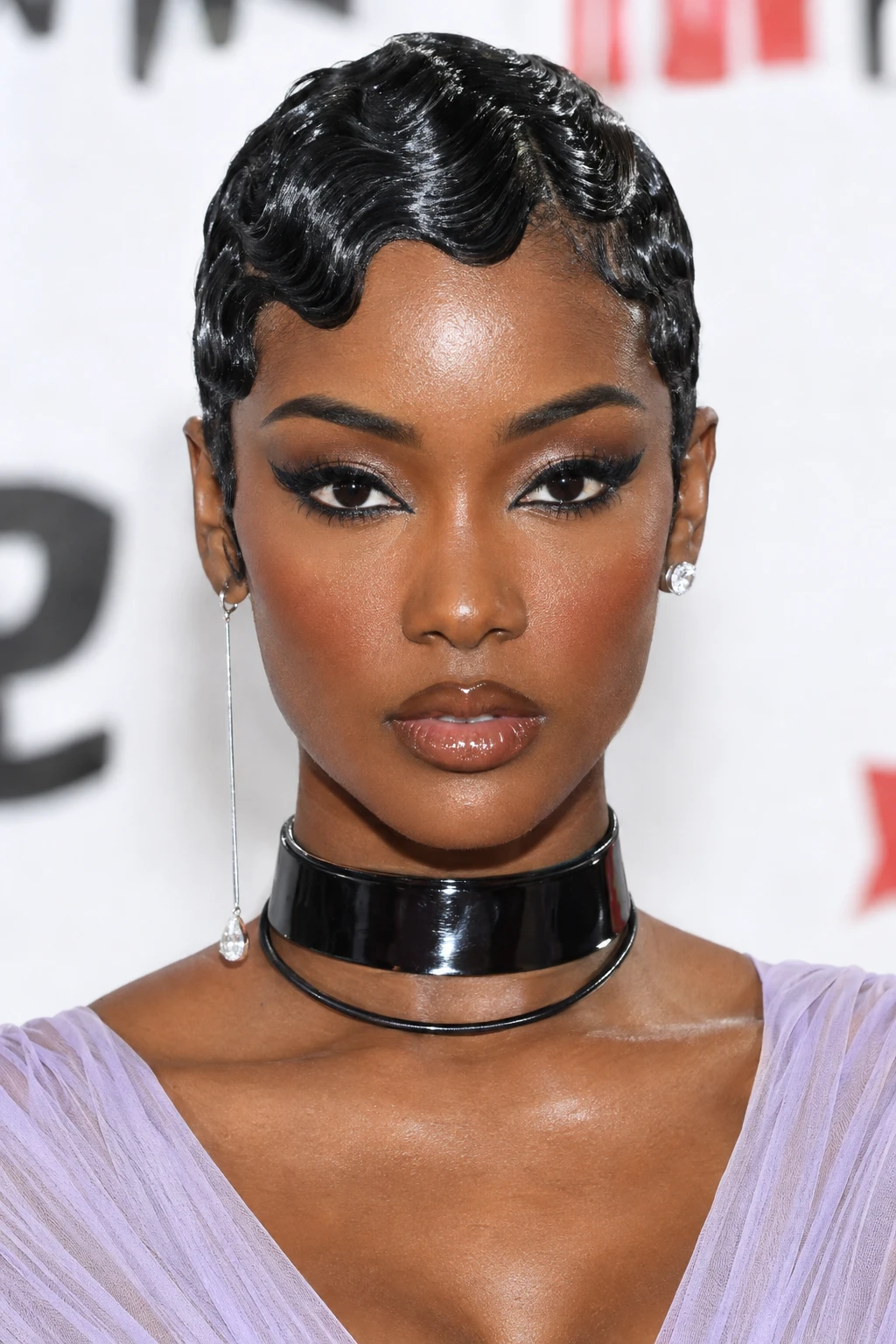 Glossy Finger Wave Pixie with High Shine