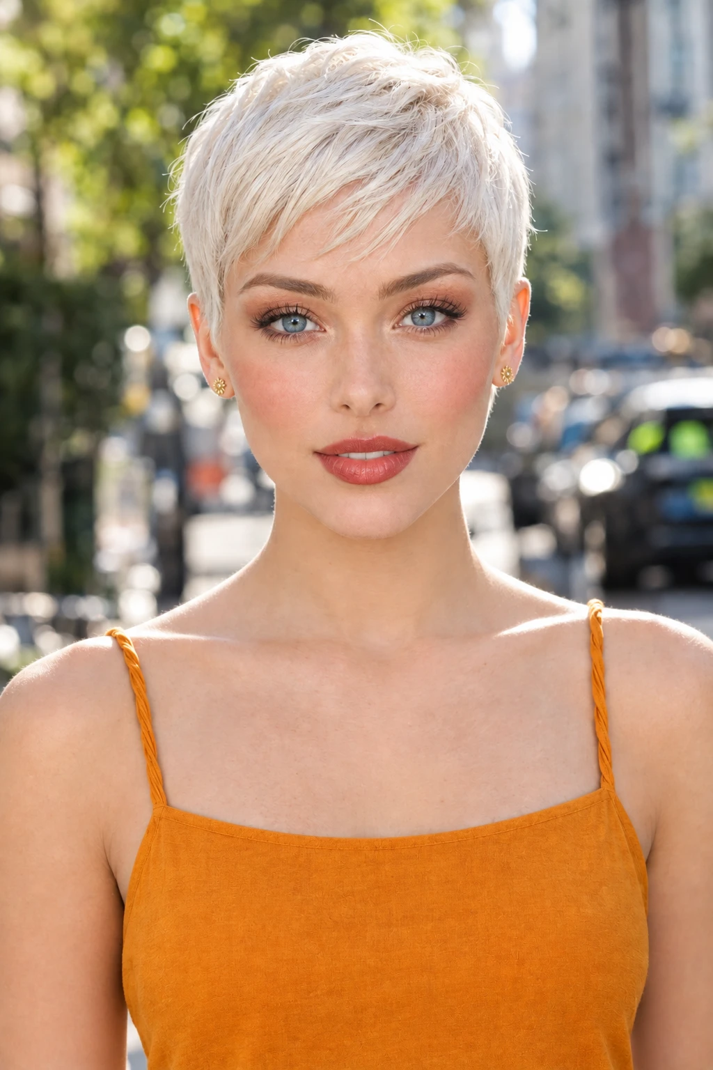Platinum Blonde Textured Pixie with Side Fringe