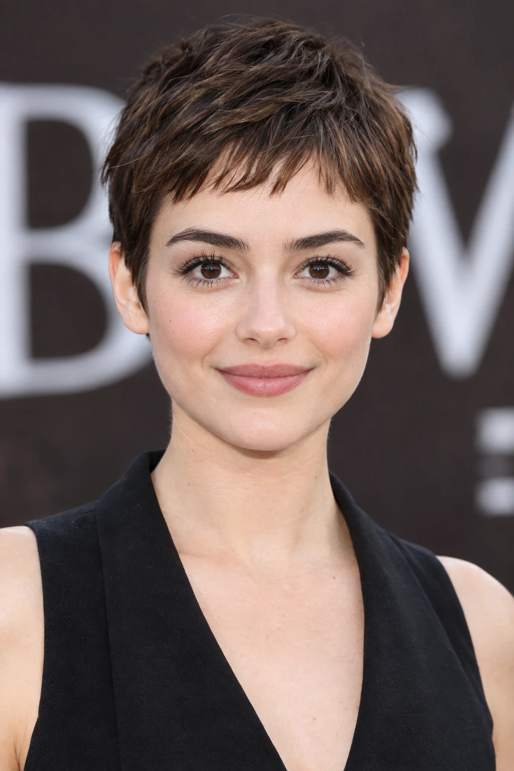 Classic Brunette Pixie with Textured Micro Bangs
