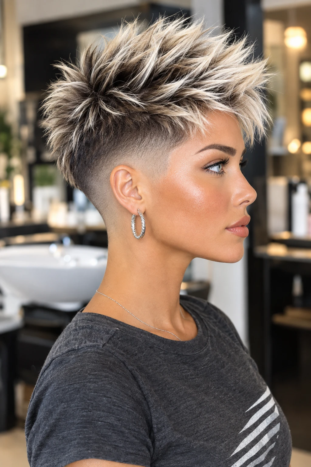  Mohawk Style Spiky Pixie with Skin Fade
