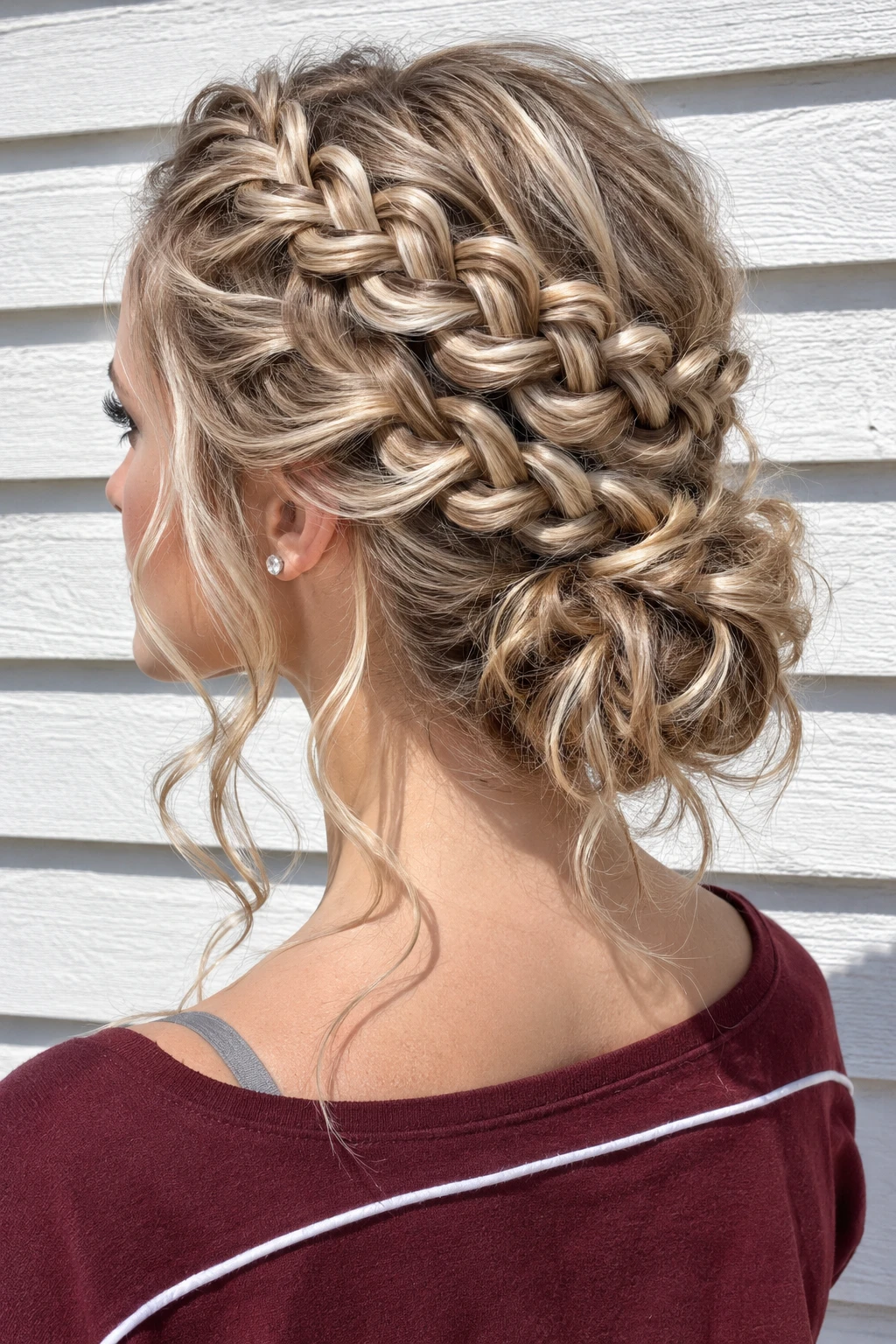 Double Braided Updo with Textured Bun