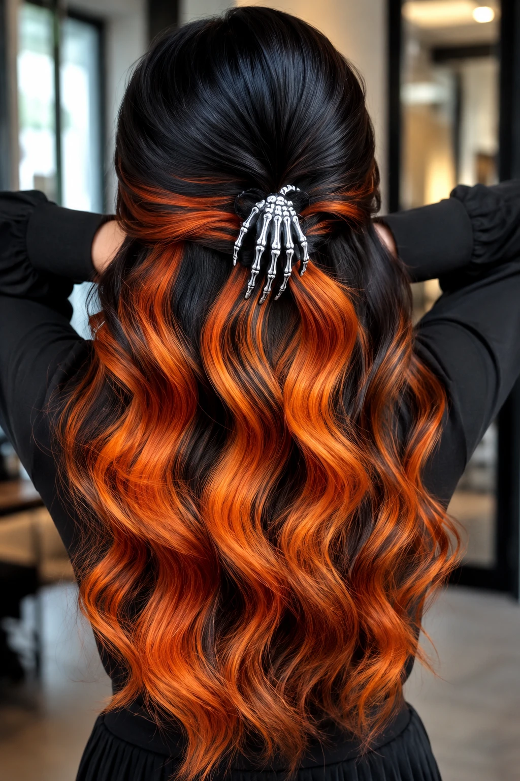 Fire Ombre Waves with Skeleton Hand Clip