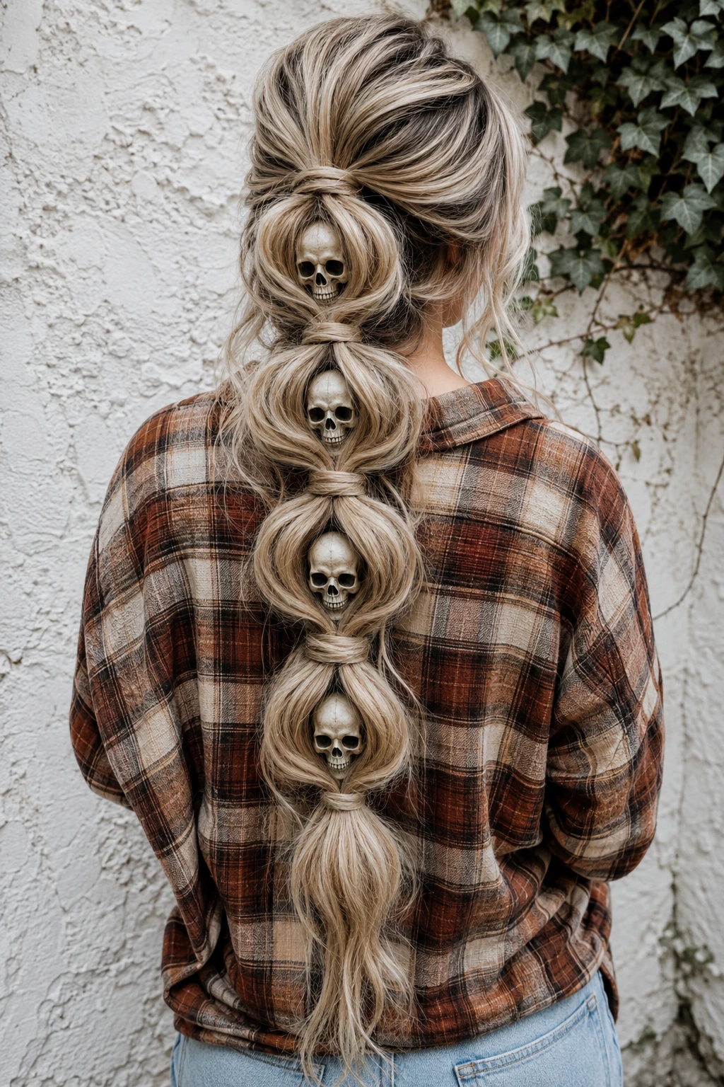 Bubble Ponytail with Skull Accents