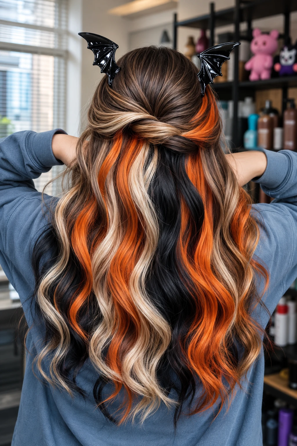 Twisted Half-Up Waves with Bat Wing Clips