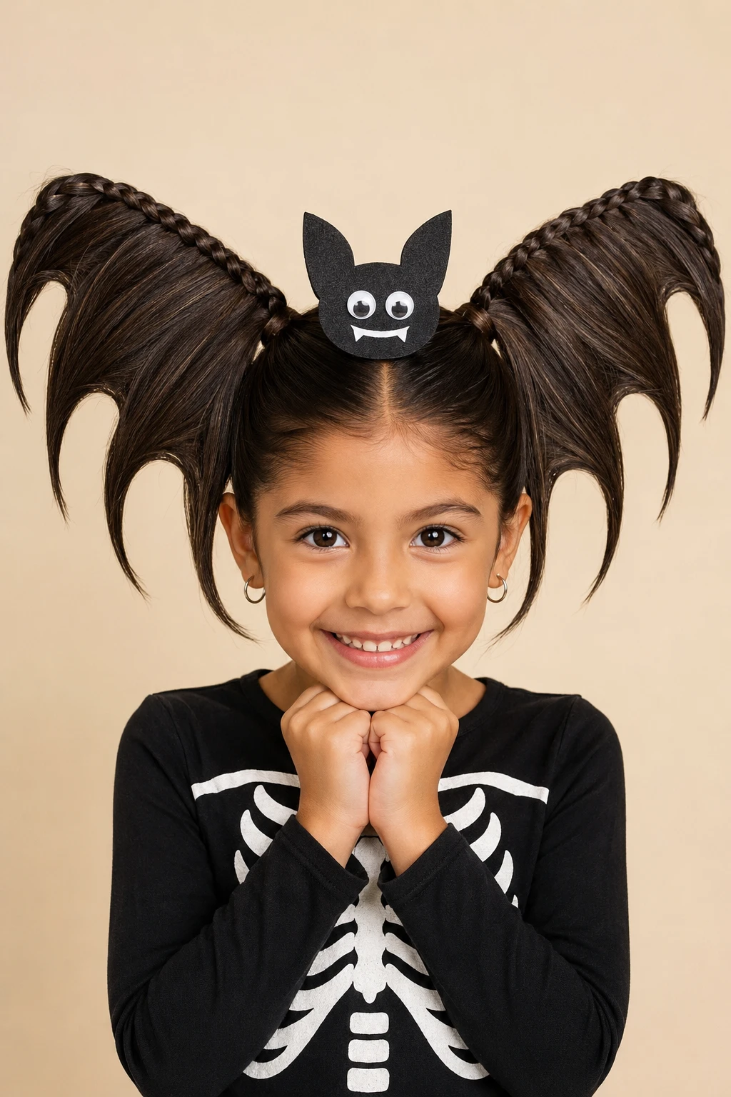 Bat Wing Pigtails Halloween Hairstyle for Kids