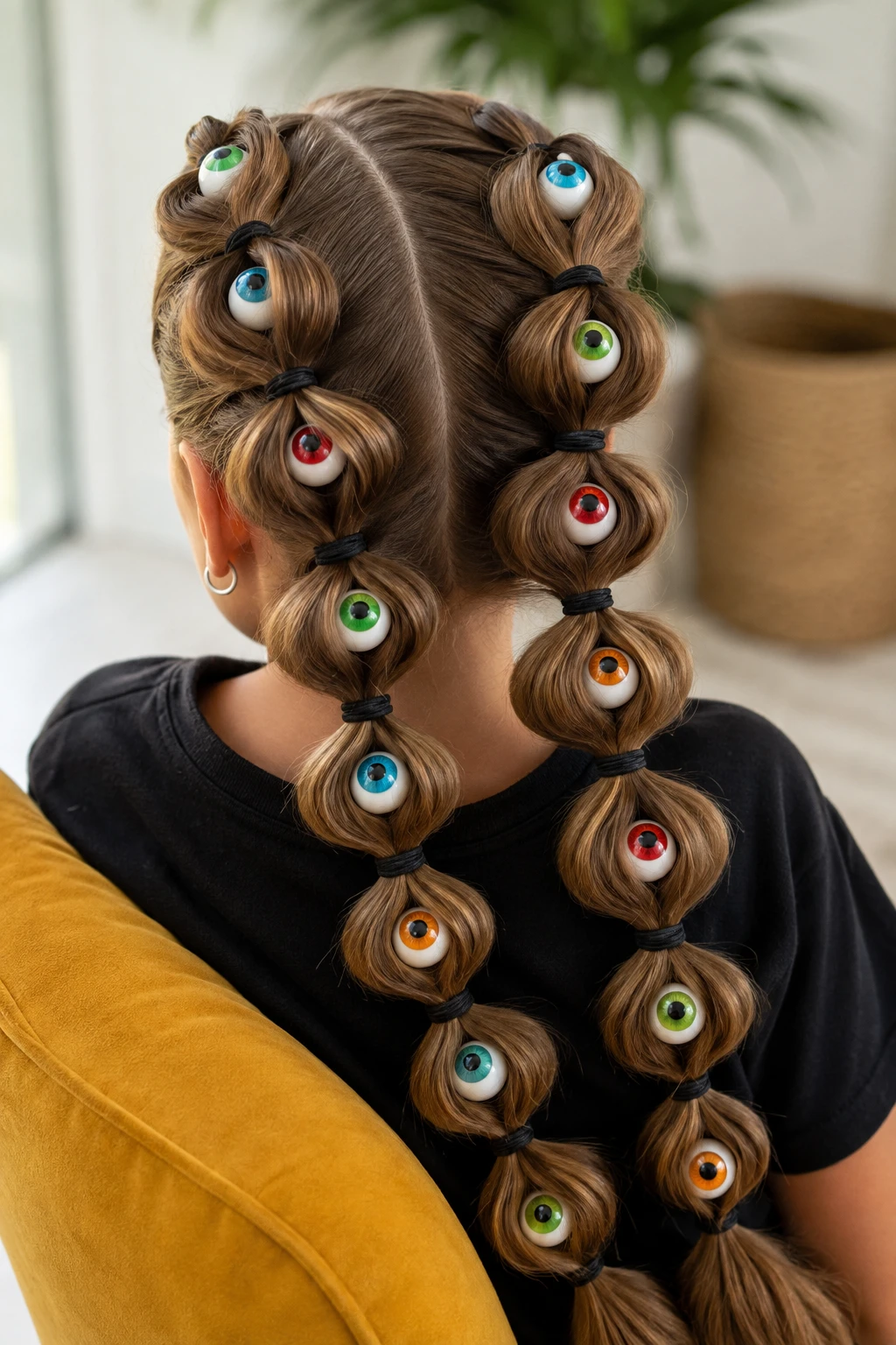 Bubble Eyeball Ponytails Halloween Hairstyle for Kids
