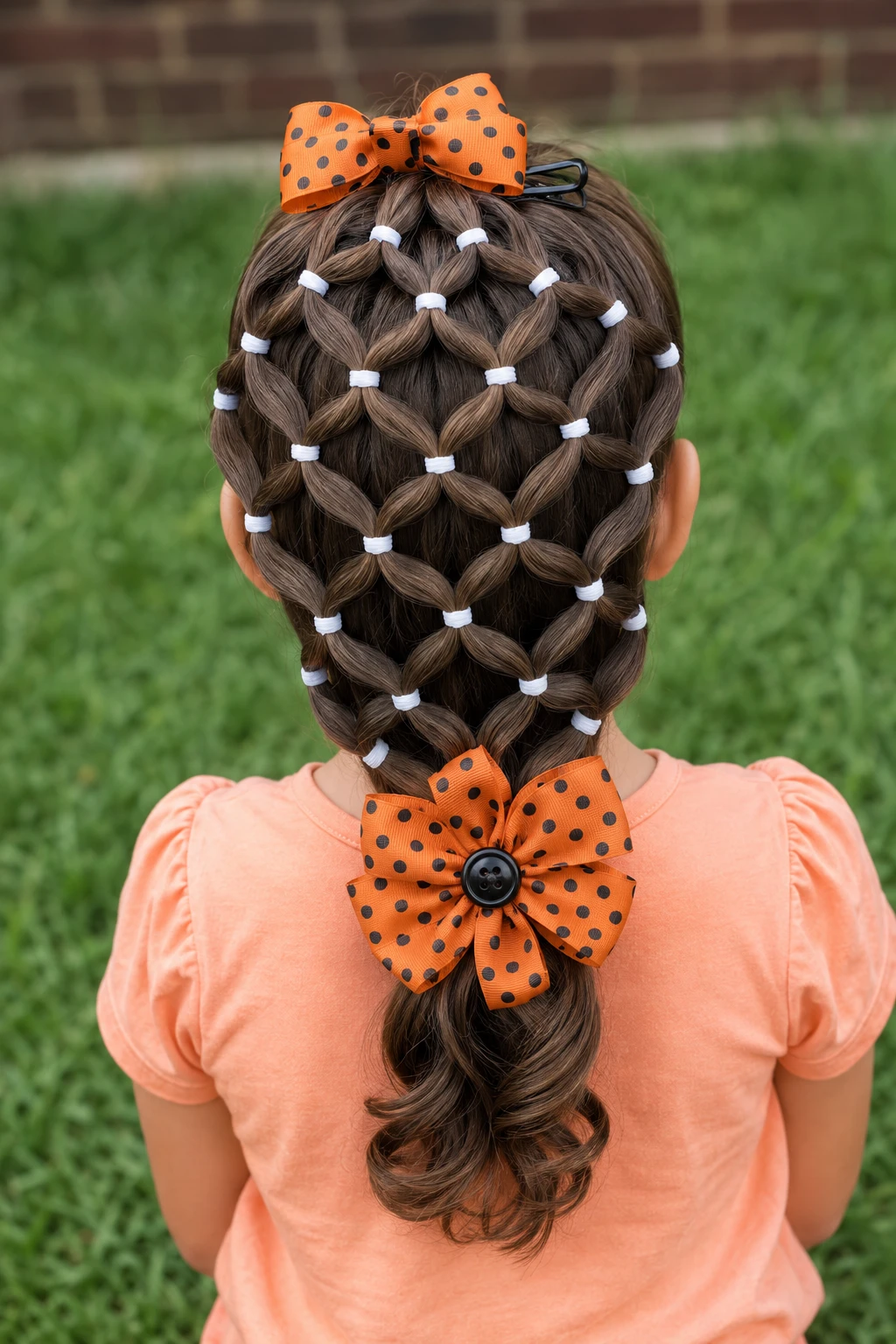 Spiderweb Net Braid Halloween Hairstyle for Kids