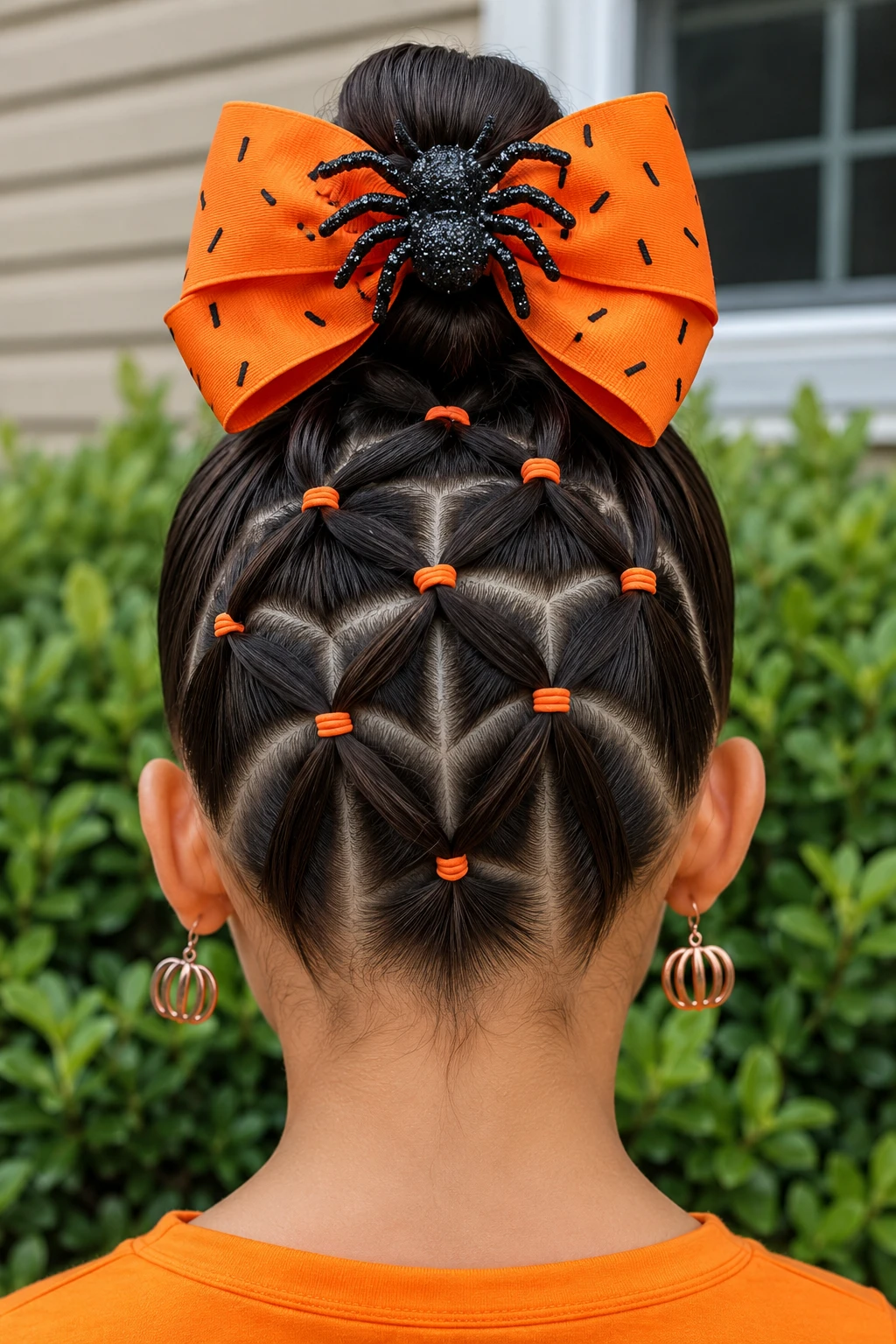 Spiderweb Elastic Bun Halloween Hairstyle for Kids