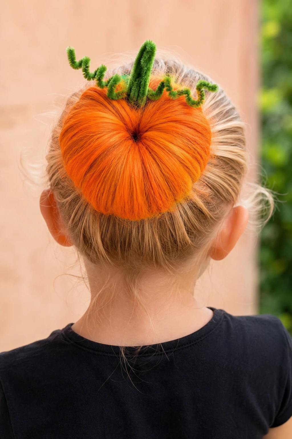 Orange Pumpkin Bun Halloween Hairstyle for Kids