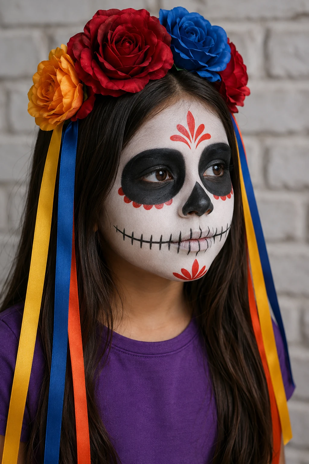 Floral Crown Ribbon Halloween Hairstyle for Kids