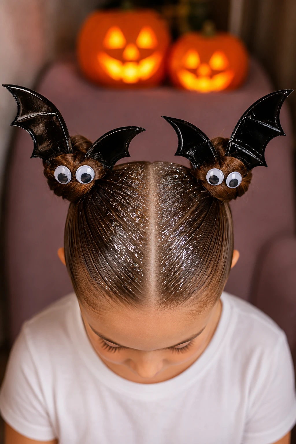 Double Bat Bun Halloween Hairstyle for Kids