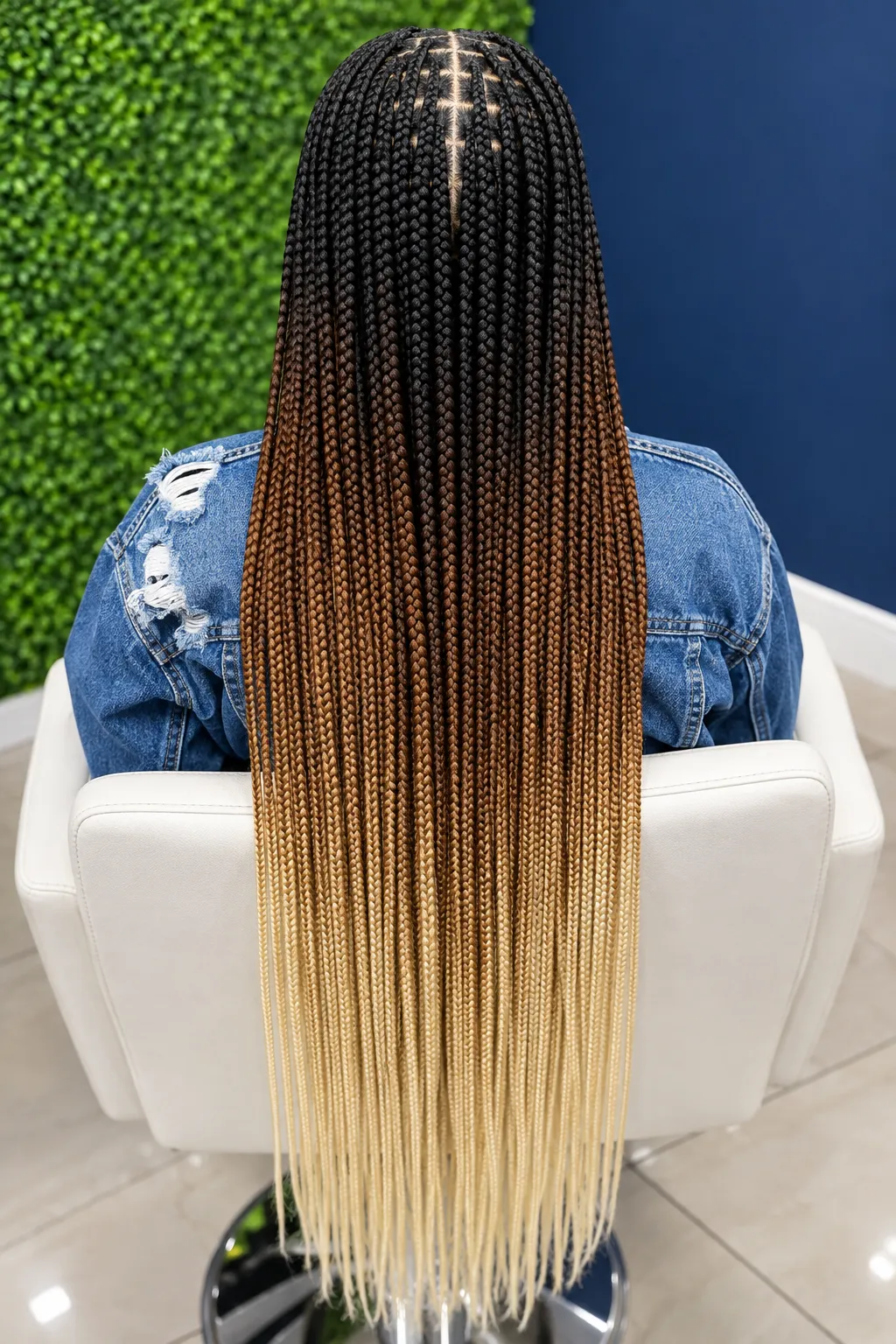 Extra Long Ombre Box Braids in Black to Blonde Fade
