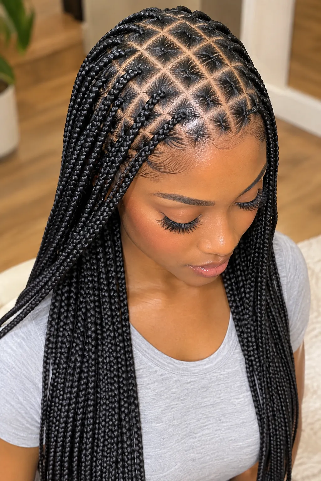 Diamond Grid Part Classic Box Braids