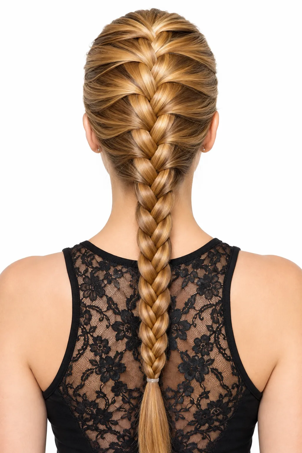 Sleek Golden Blonde French Braid