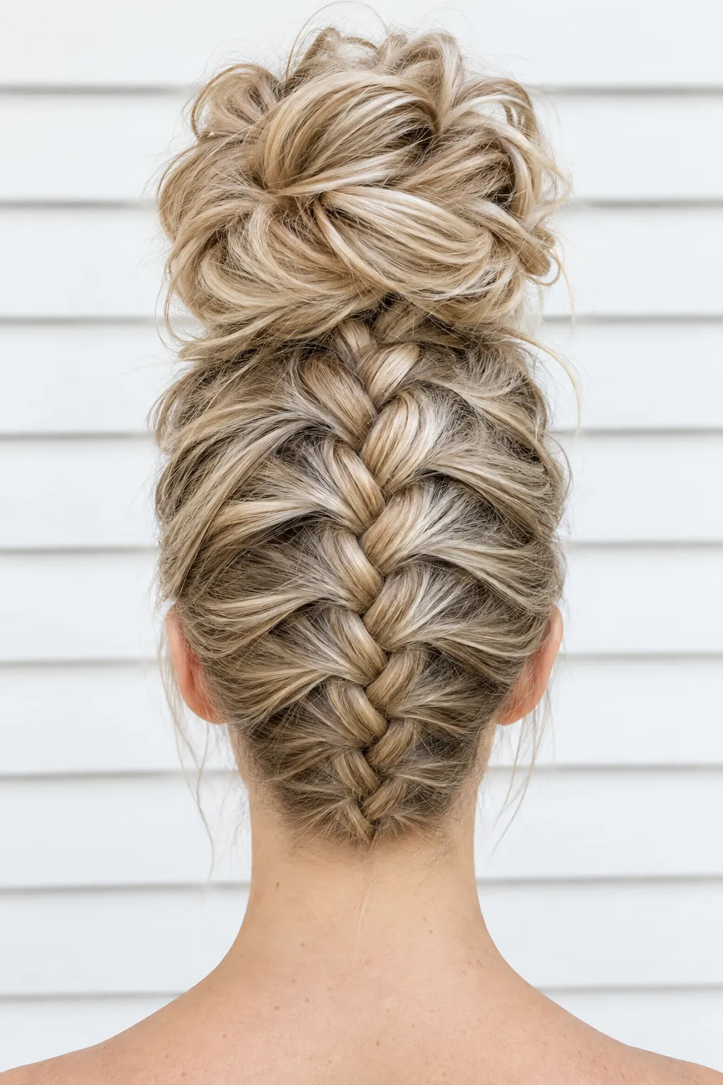 Upside Down French Braid into Messy Bun