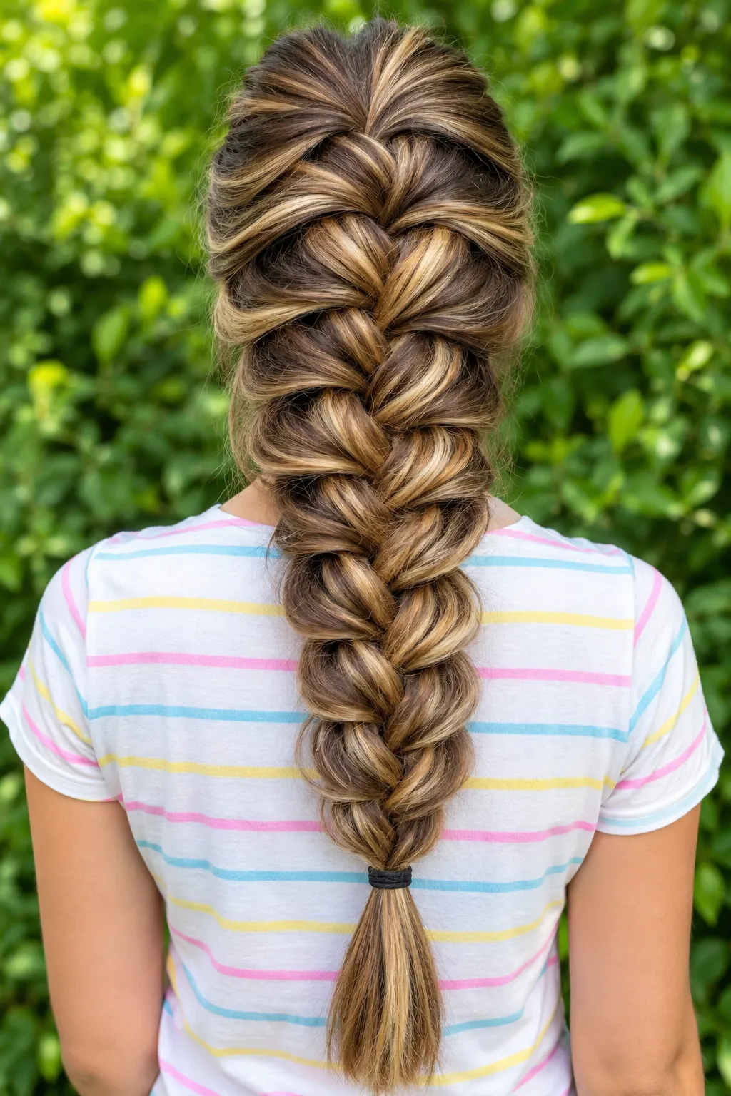 Sun Kissed French Braid with Caramel Highlights