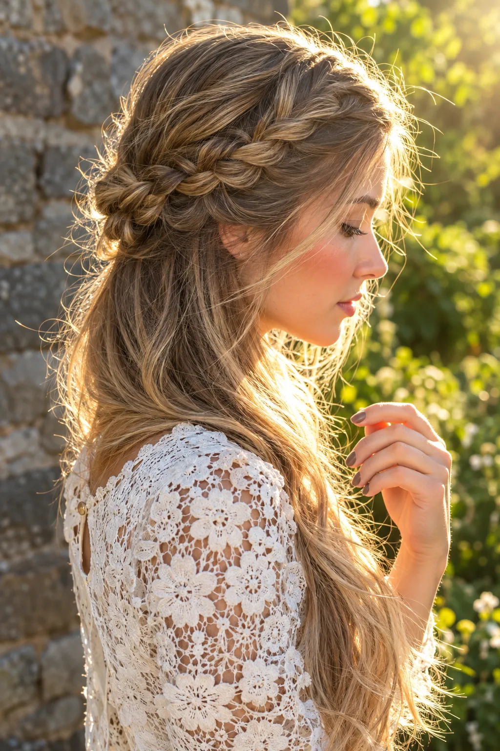 Boho Halo French Braid with Loose Waves
