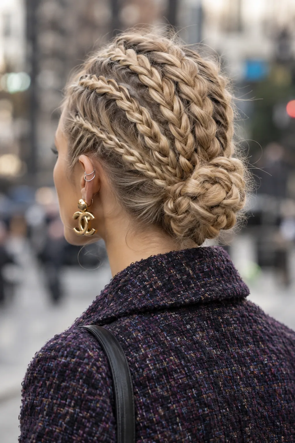 Multi Braided Updo with Textured Bun
