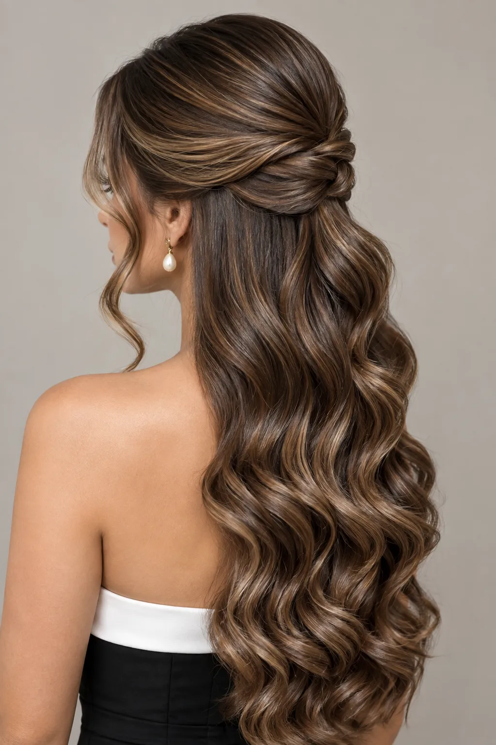 Sleek Twist Half Up Half Down with Balayage Waves