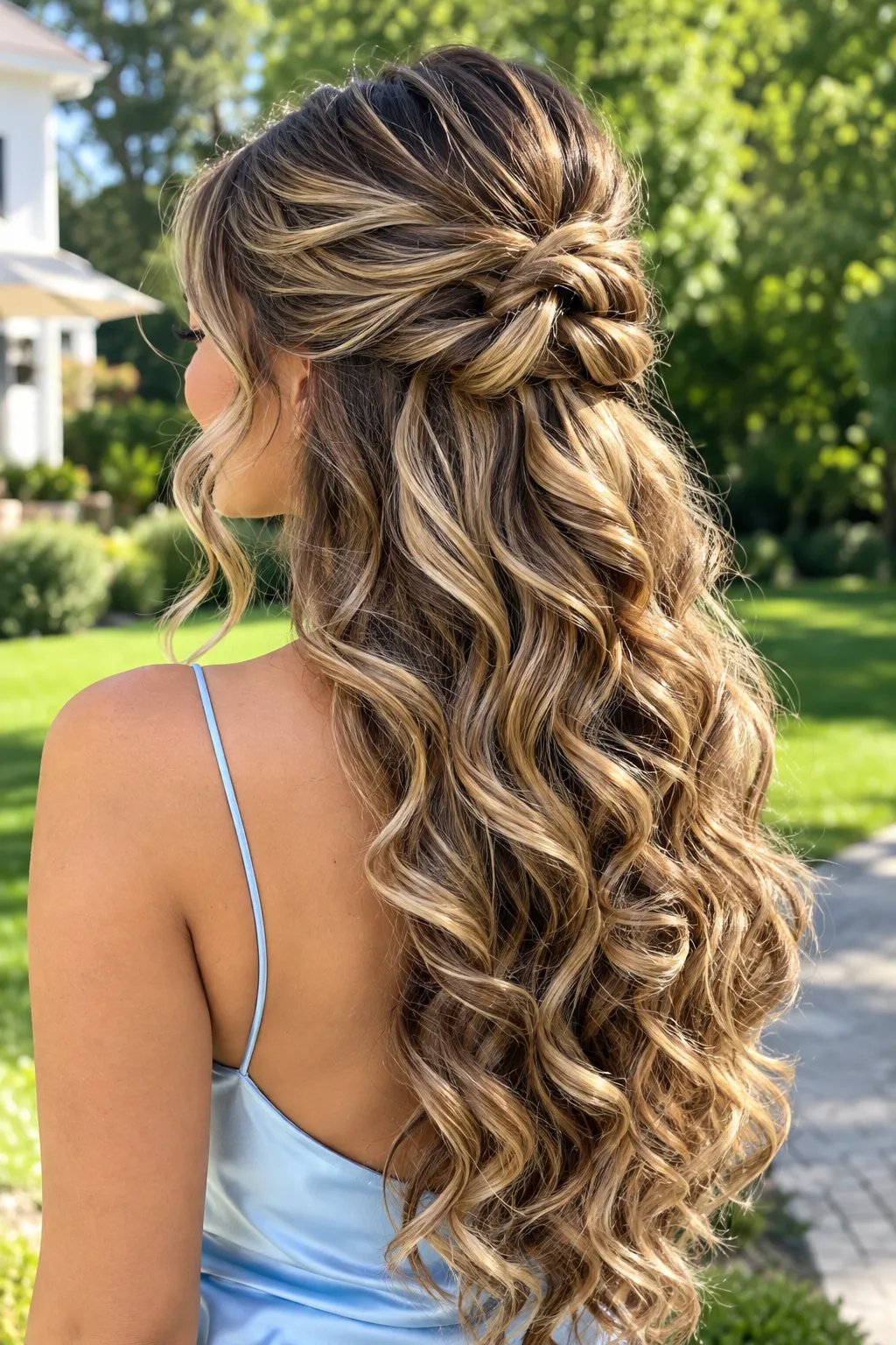 Garden Twist Half Up Half Down with Sun Dappled Waves