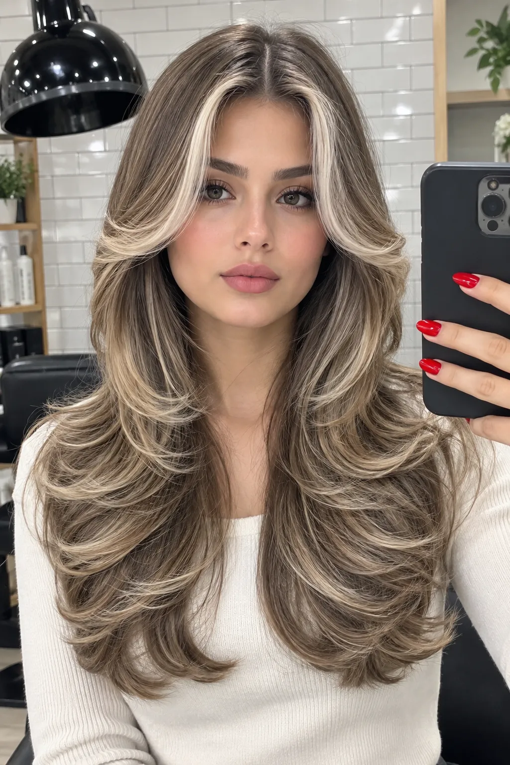 Salon Fresh Butterfly Cut with Face-Framing Highlights