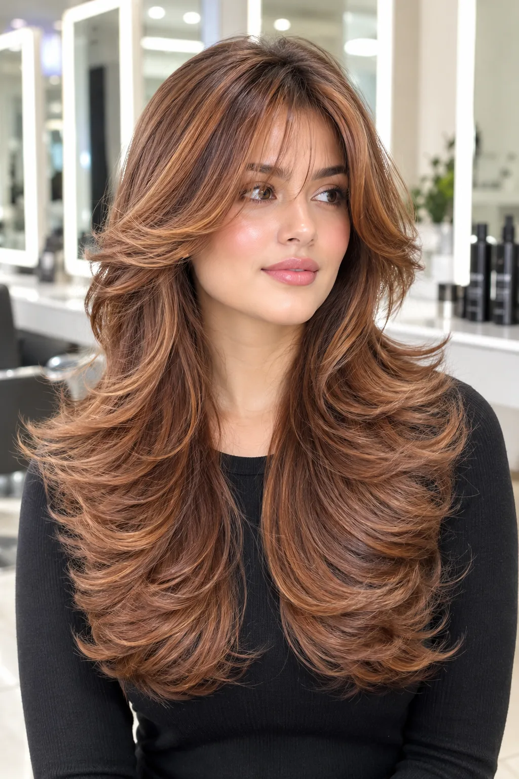 Copper Cinnamon Butterfly Cut with Wispy Fringe
