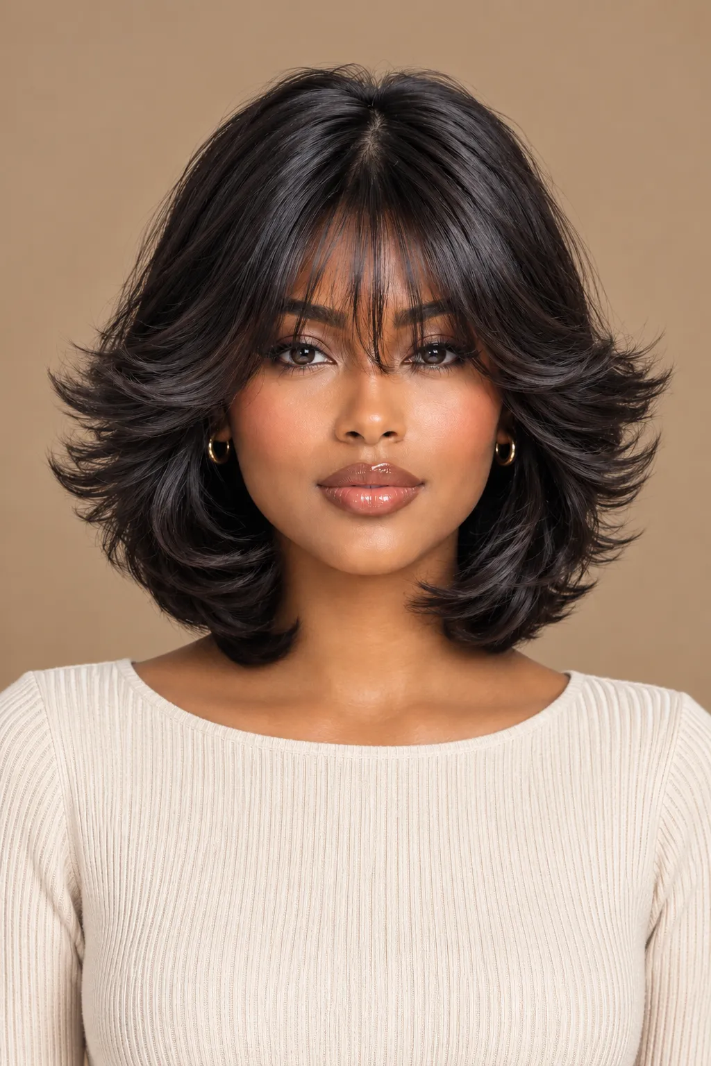 Bob Length Butterfly Cut with Flipped Ends