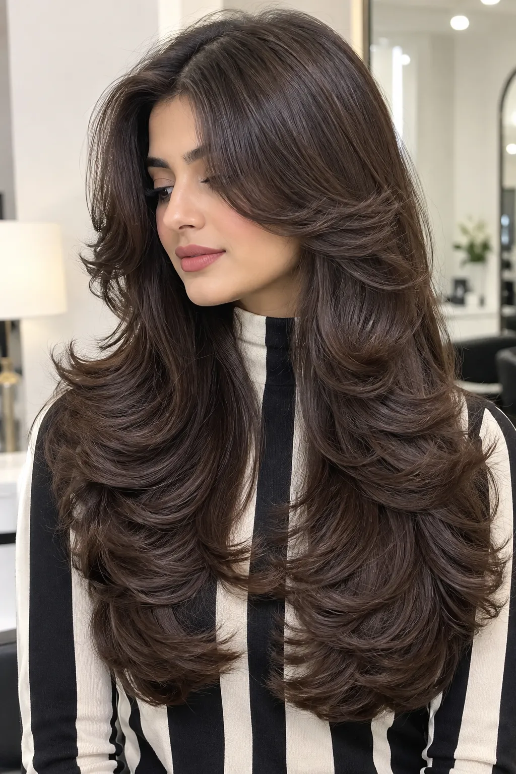 Deep Chocolate Butterfly Cut with Glossy Curved Layers