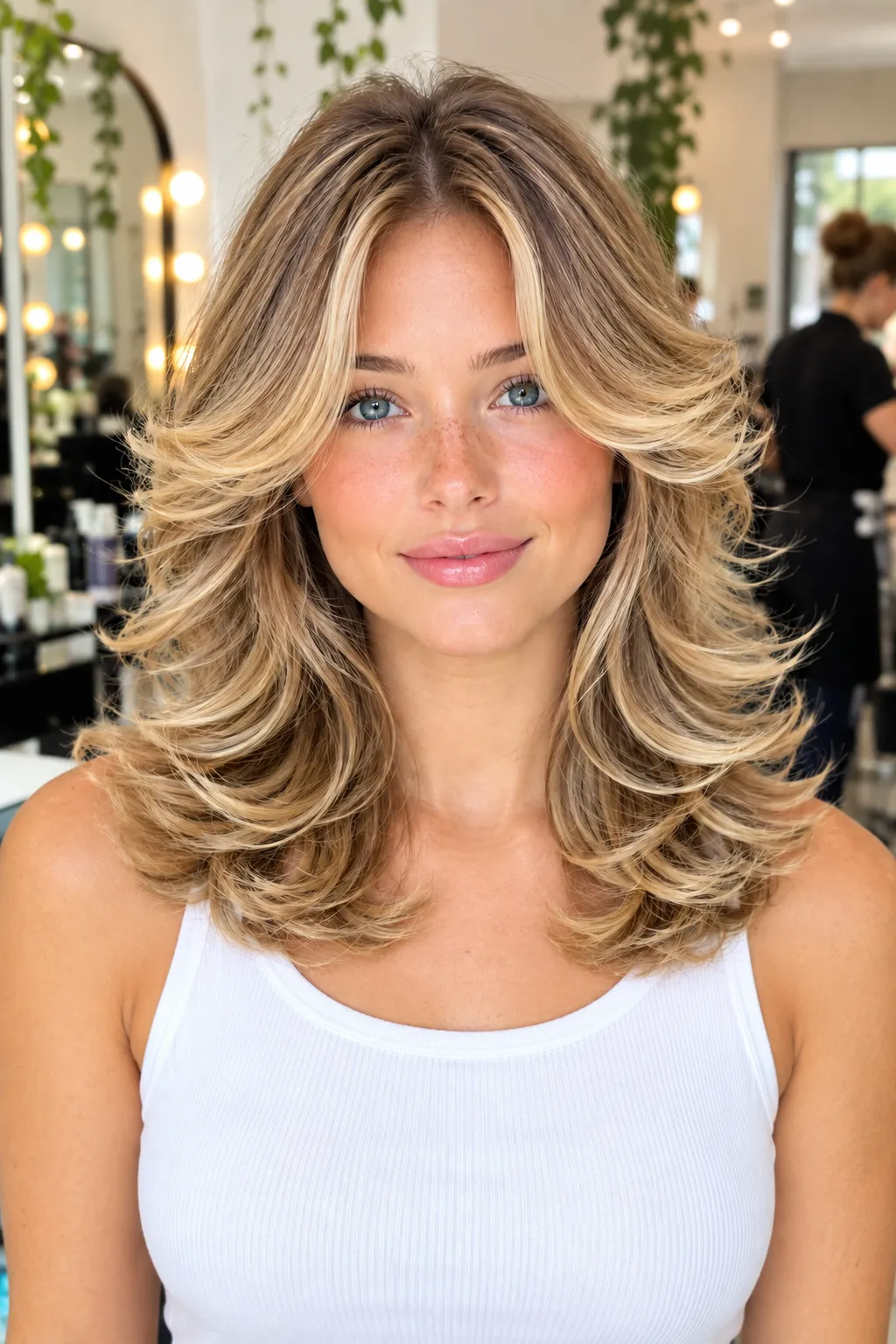 Sun Kissed Beachy Butterfly Cut with Layered Waves