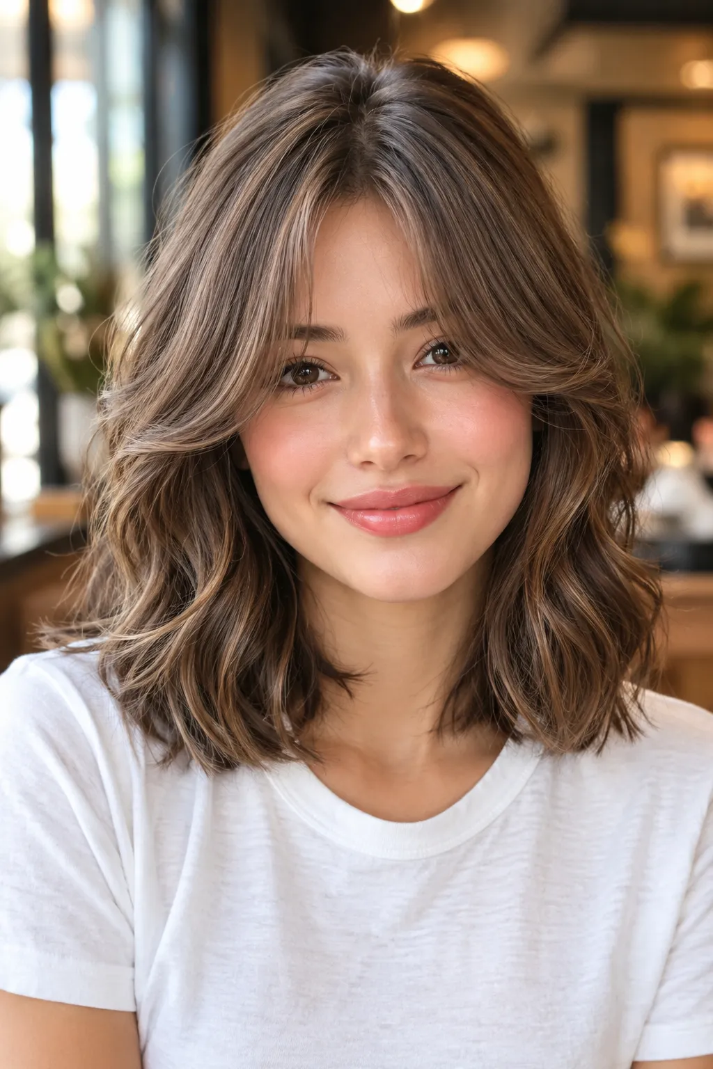 Sunkissed Waves Lob with Curtain Bangs