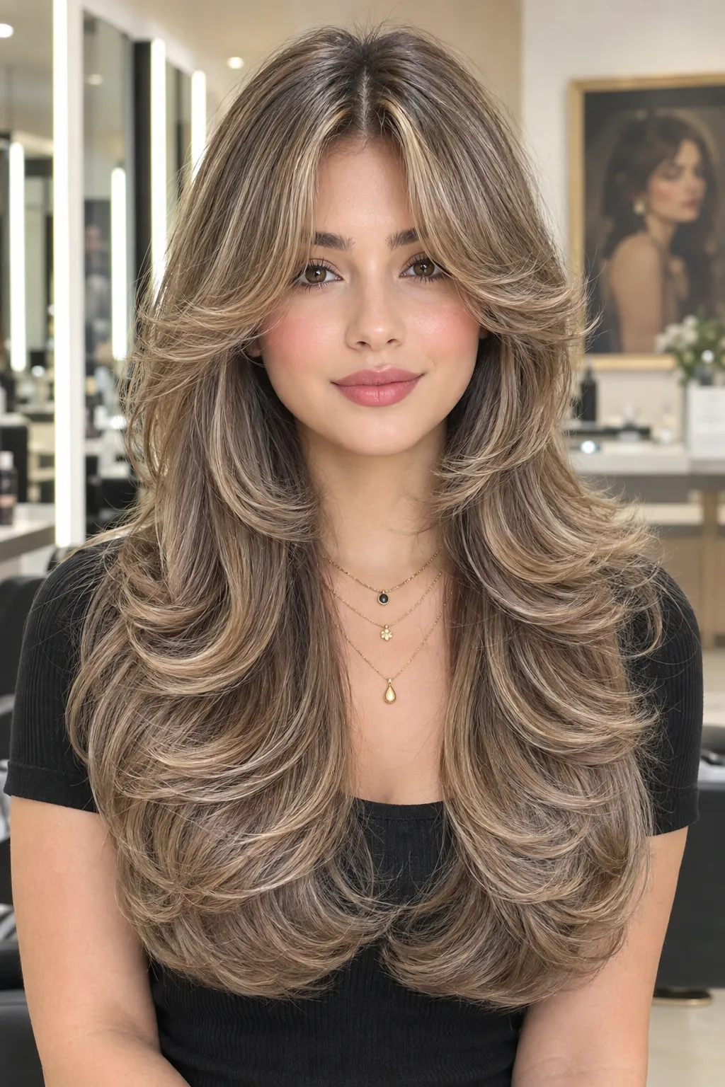 Bronde Butterfly Layers with Curtain Bangs