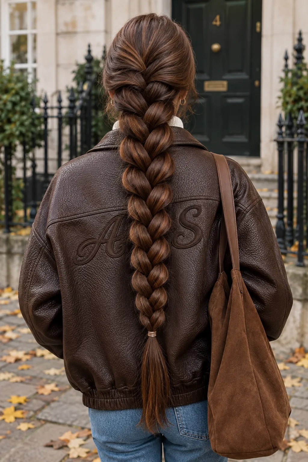 Sleek Long French Braid with Chocolate Brown Tones