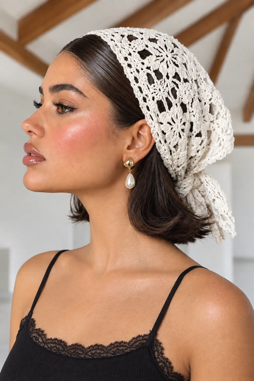 Crochet Bandana with Sleek Short Bob