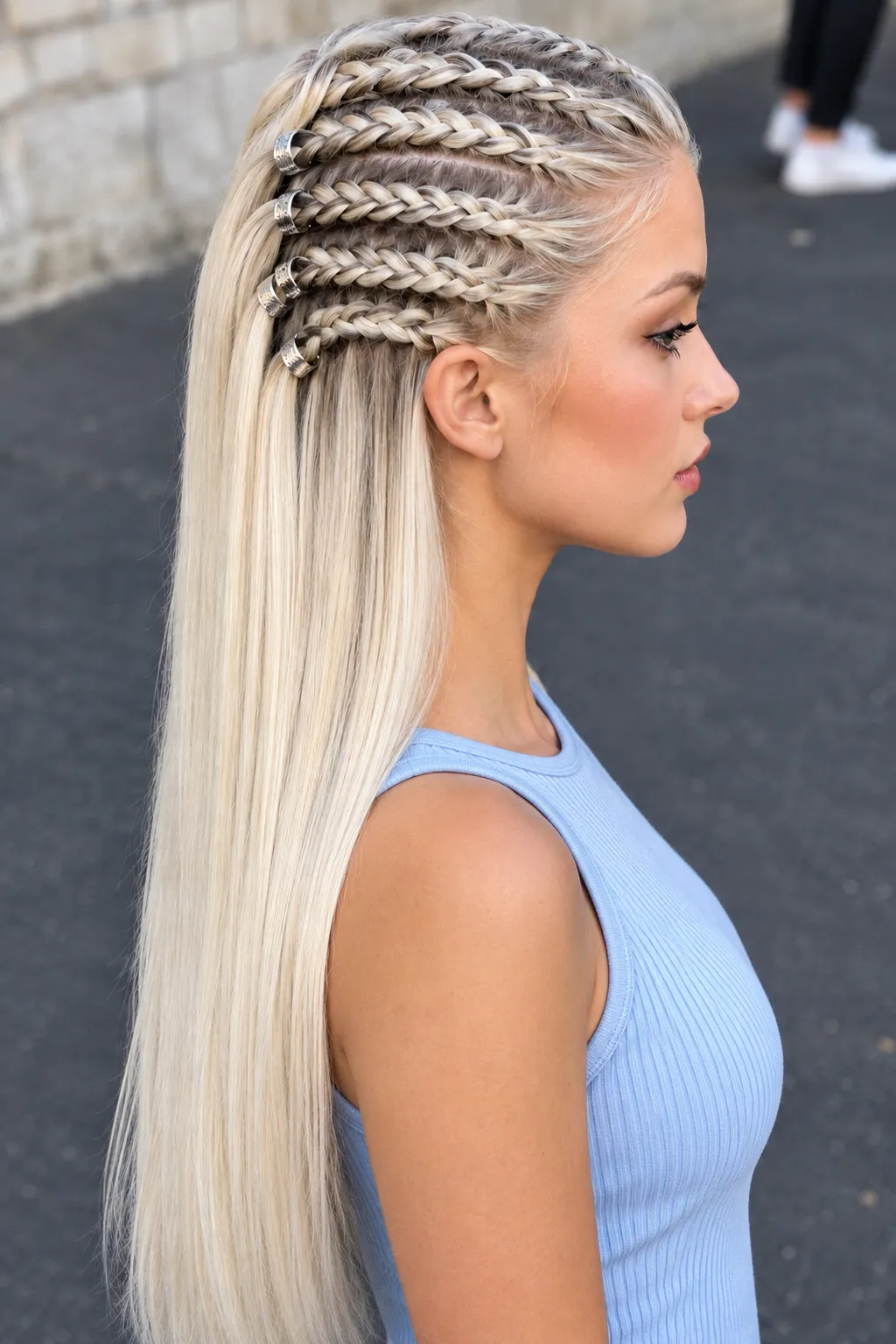 Multi Cornrow Braids with Sleek Straight Ends
