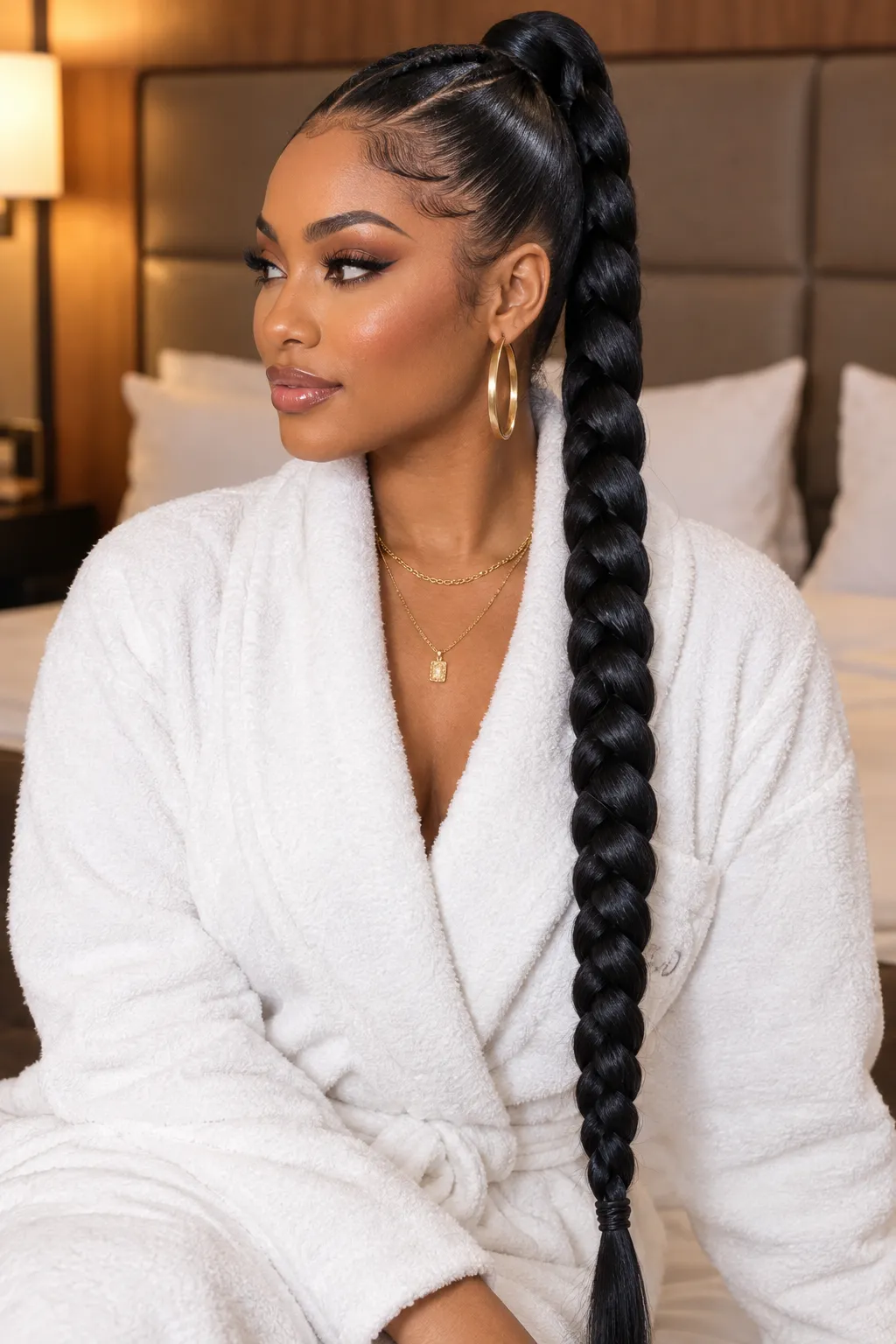 Sleek Cornrow Ponytail with Thick Braid