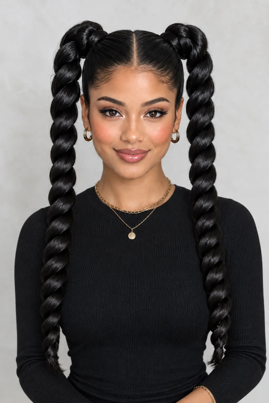 Twisted Space Bun Pigtails
