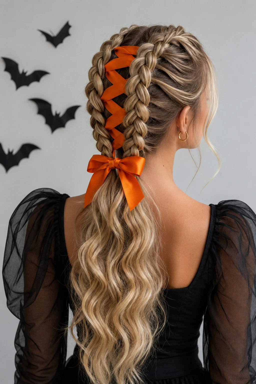 Orange Ribbon Corset Braid Ponytail Orange Ribbon Corset Braid Ponytail
