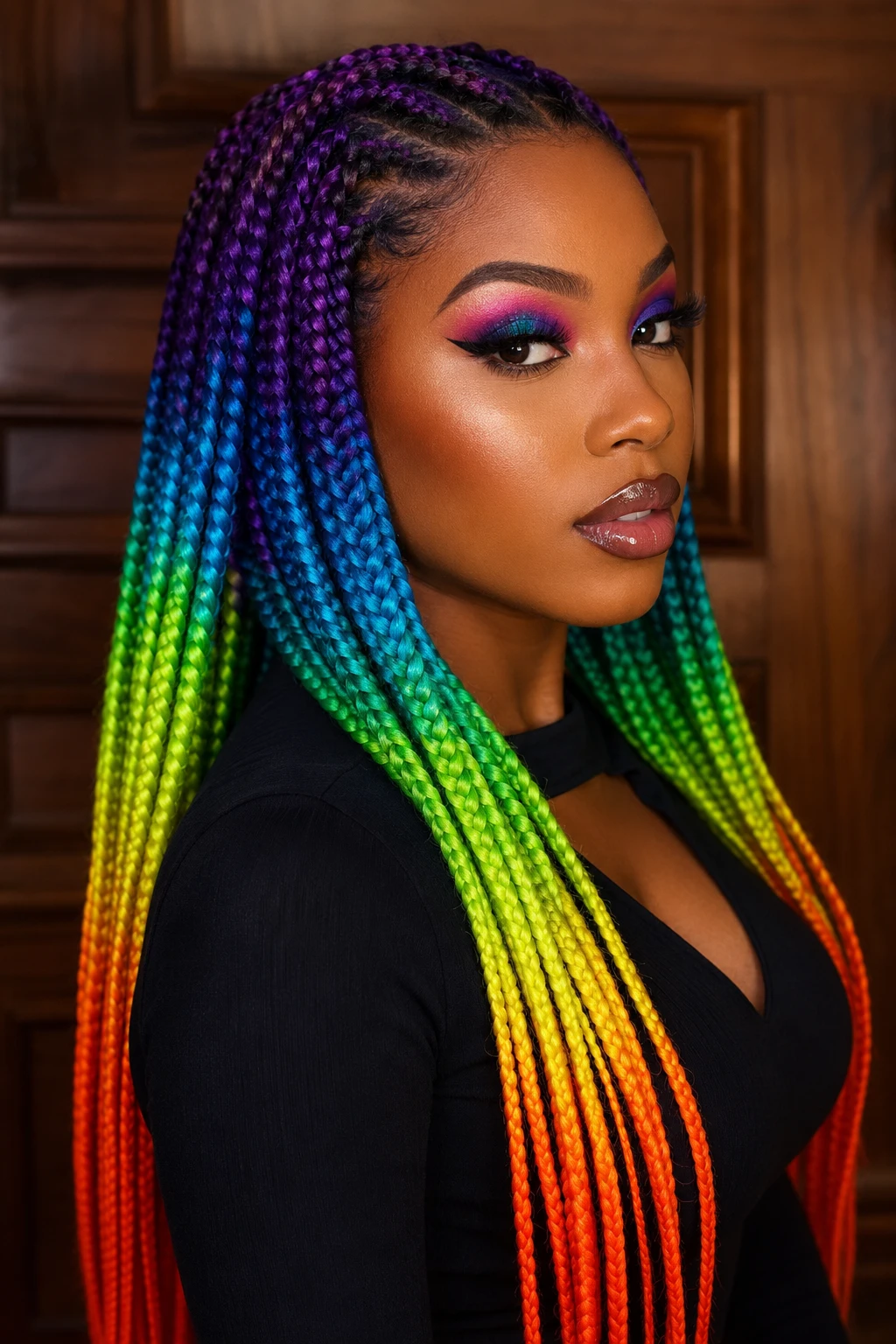 Rainbow Ombre Knotless Braids Rainbow Ombre Knotless Braids