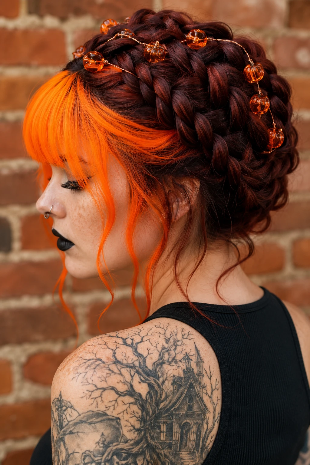 Pumpkin Bead Braided Crown Updo Pumpkin Bead Braided Crown Updo