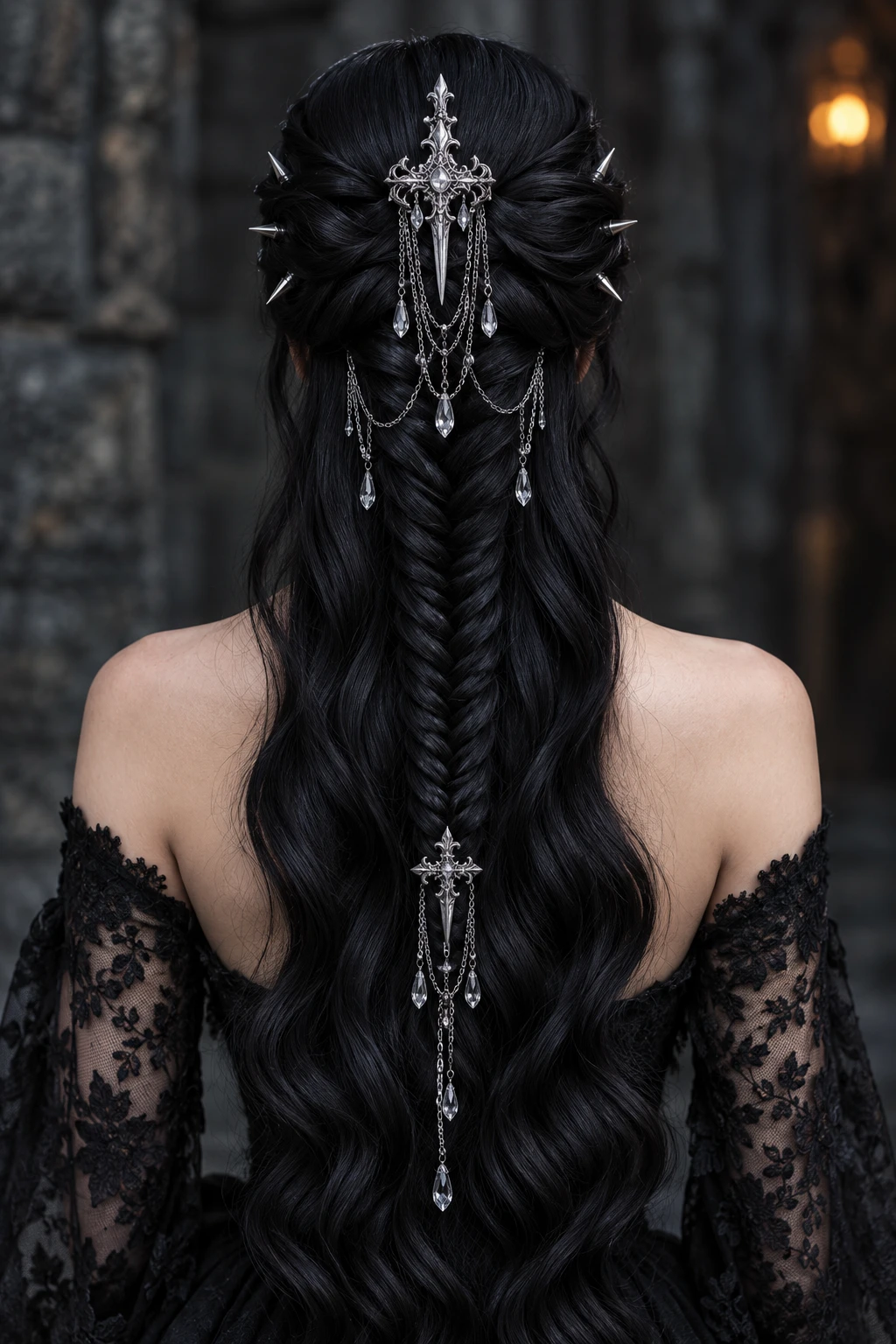 Gothic Cross Fishtail Braid Witch Hairstyle