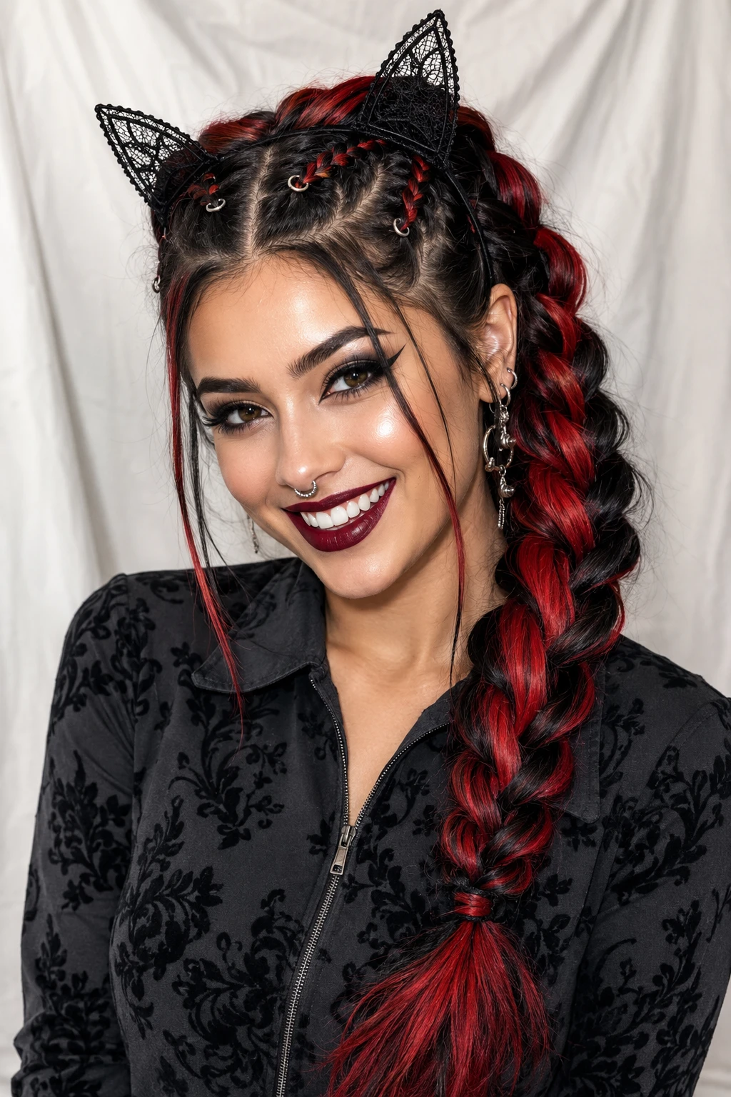 Red Fang Braided Pigtail Witch Hairstyle