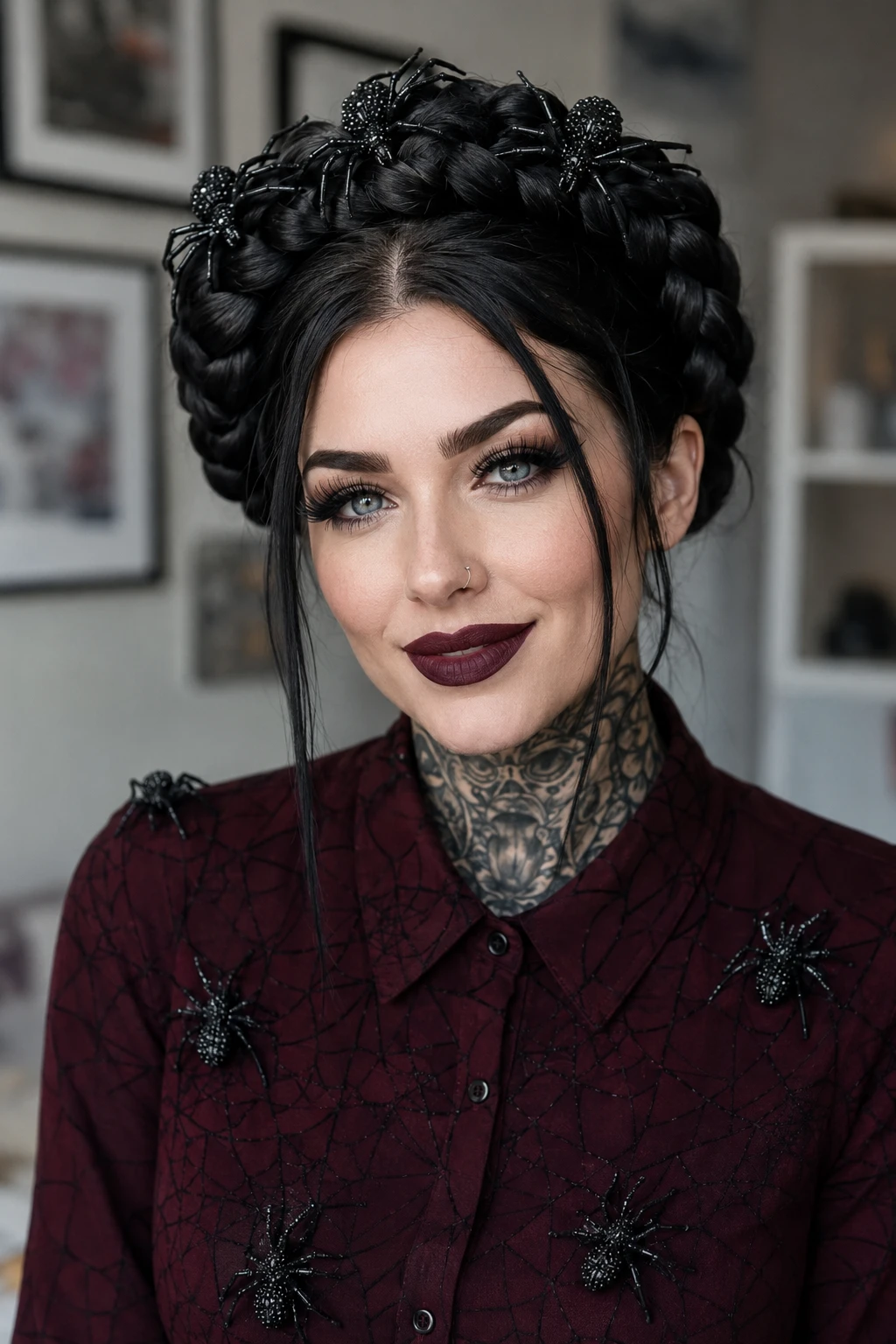 Spider Halo Braided Crown Witch Hairstyle